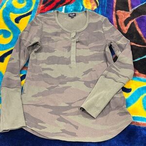 Splendid Olive Waffle Knit Top